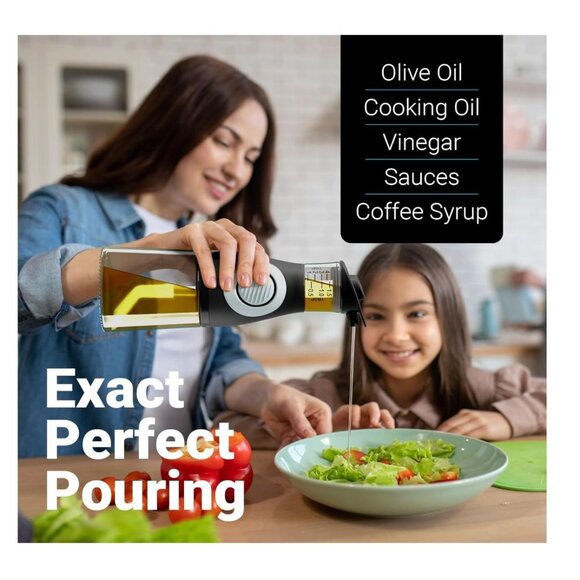 Belwares Oil and Vinegar Dispenser Set with Measuring Cup - 2 Glass Olive Oil Di - Picture 5 of 8